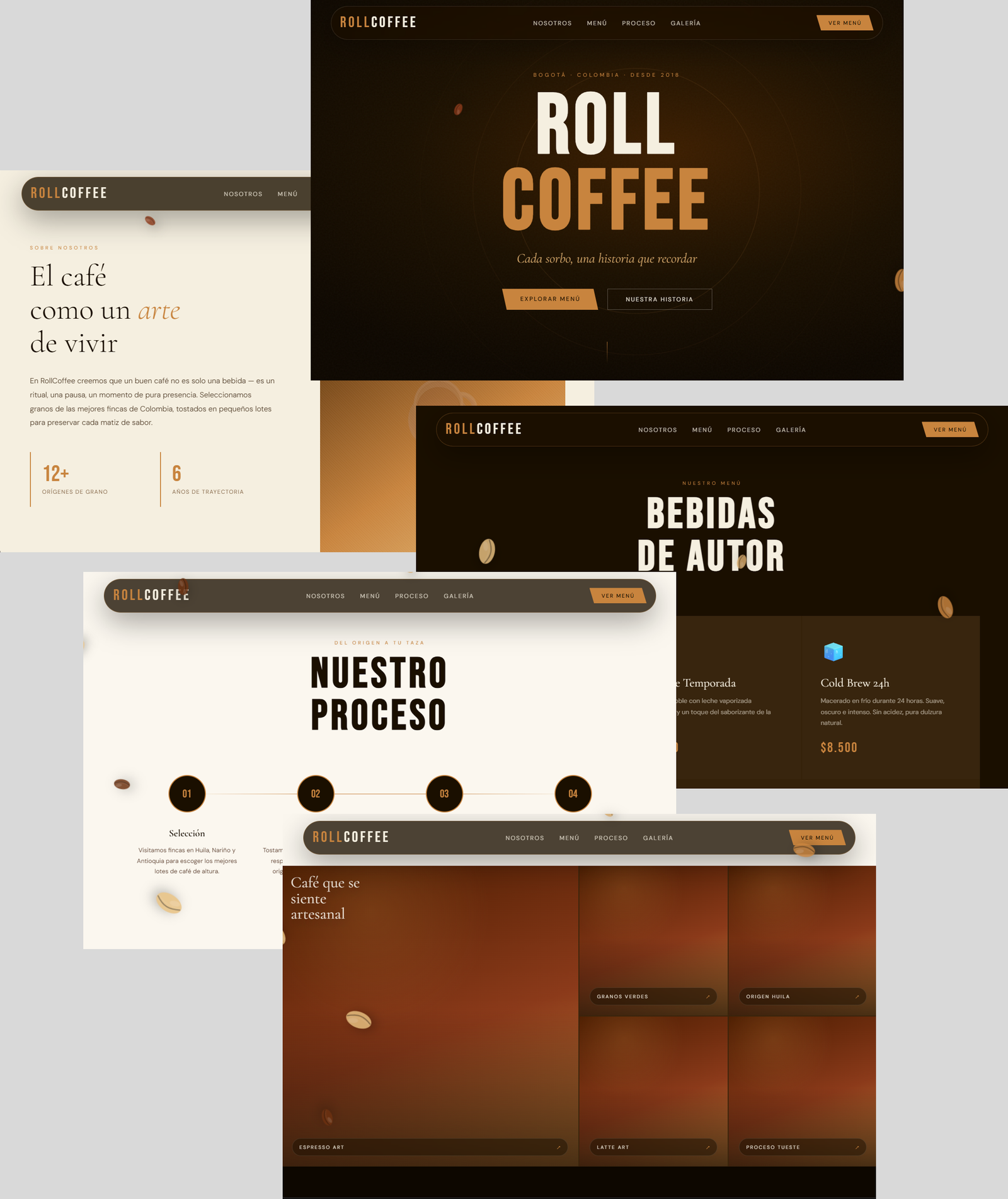 Diseño de página web y sistema de branding para la cafetería RollCoffee